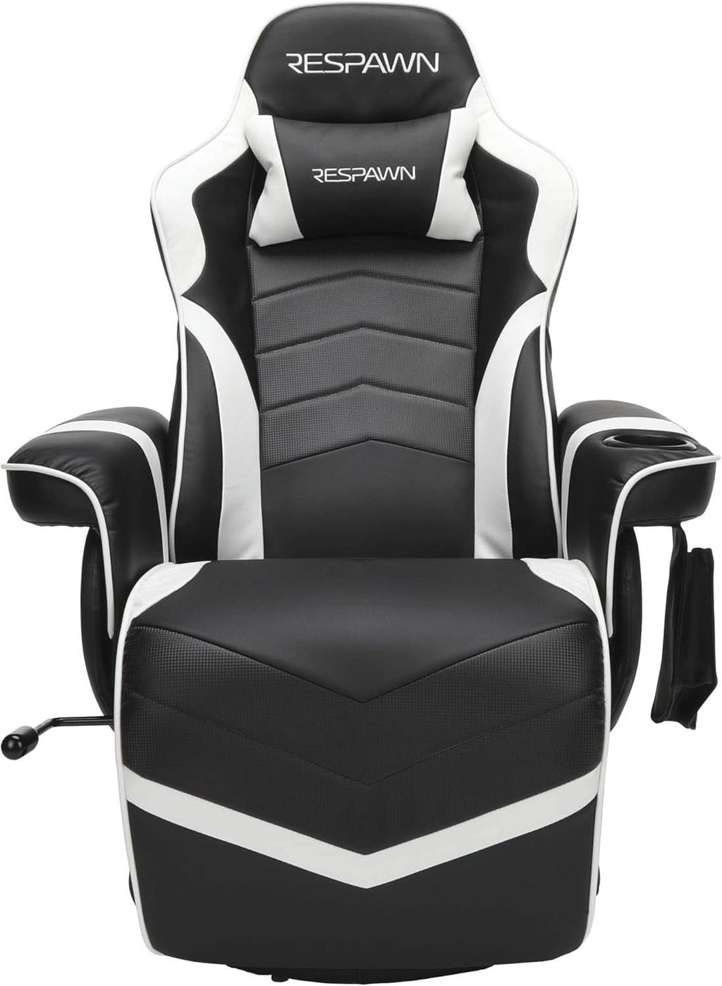 White Gaming Recliner with Cup Holder & Adjustable Footrest