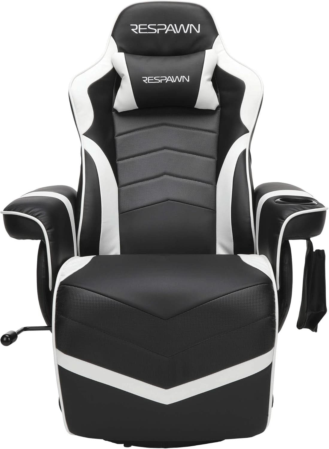 White Gaming Recliner with Cup Holder & Adjustable Footrest