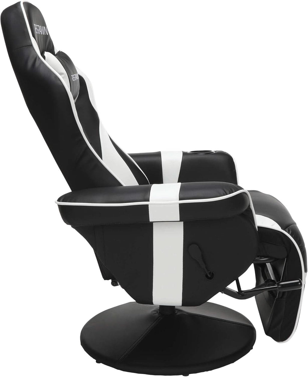 White Gaming Recliner with Cup Holder & Adjustable Footrest