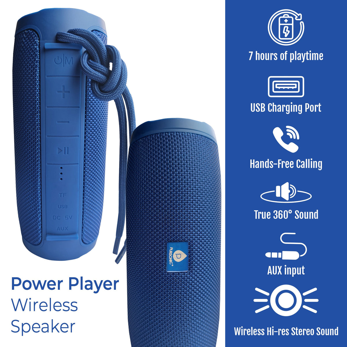 Purvolt Wireless Speaker – The Power Player, 360° Sound
