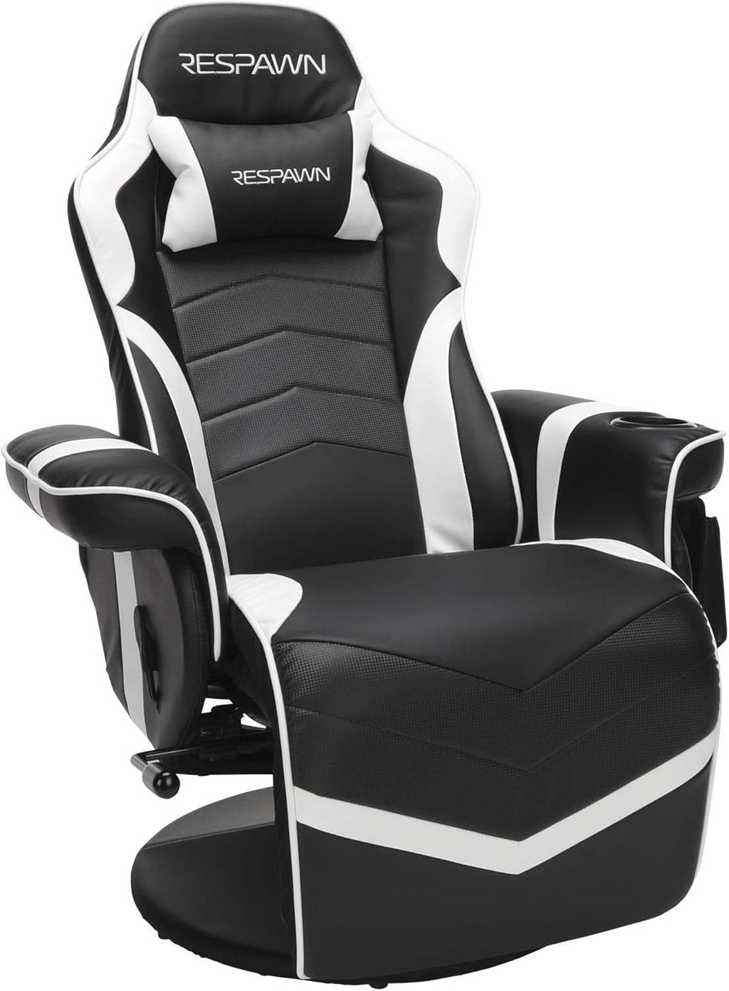 White Gaming Recliner with Cup Holder & Adjustable Footrest
