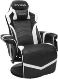 White Gaming Recliner with Cup Holder & Adjustable Footrest