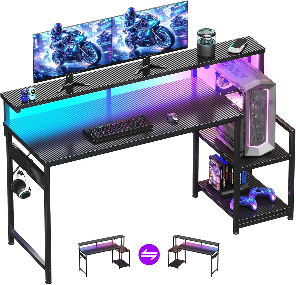 55 Inch Gaming Desk With LED Lights