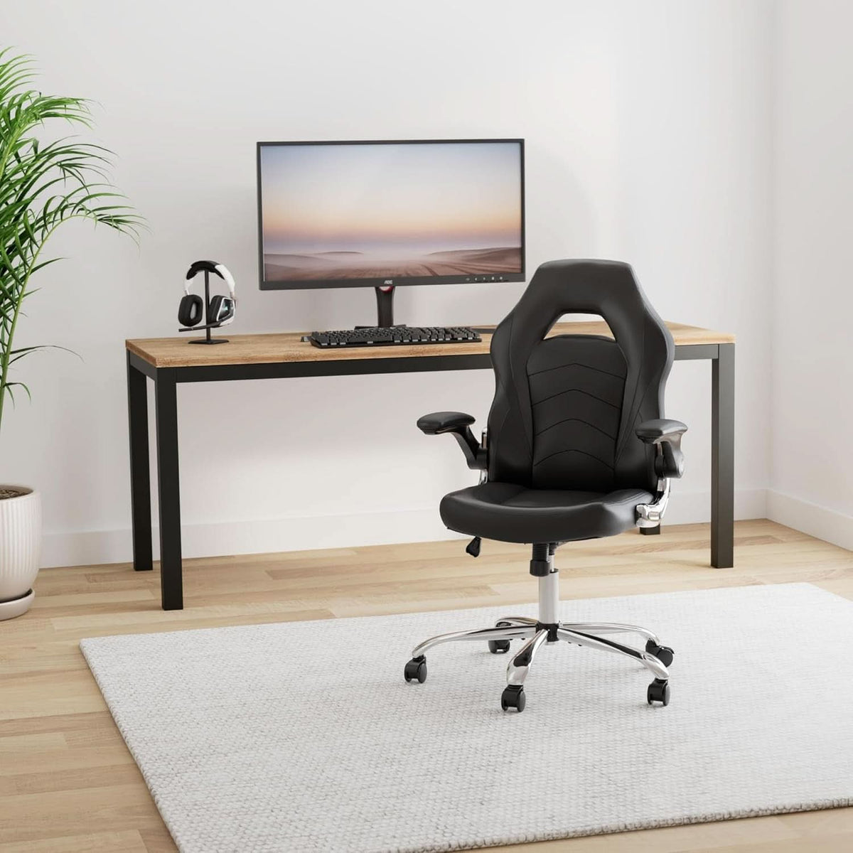 Ergonomic Height-Adjustable Gaming Chair – Black