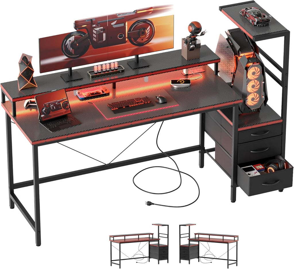 Multifunctional Gaming Desk With Integrated LED Lighting