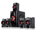 beFree Sound 5.1 Channel Surround Sound Bluetooth Speaker System in Red