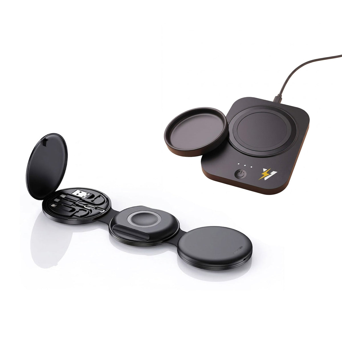 Complete Wireless Charging & Comfort Bundle – Mug Warmer Charger + 5-in-1 Folding Charging Station