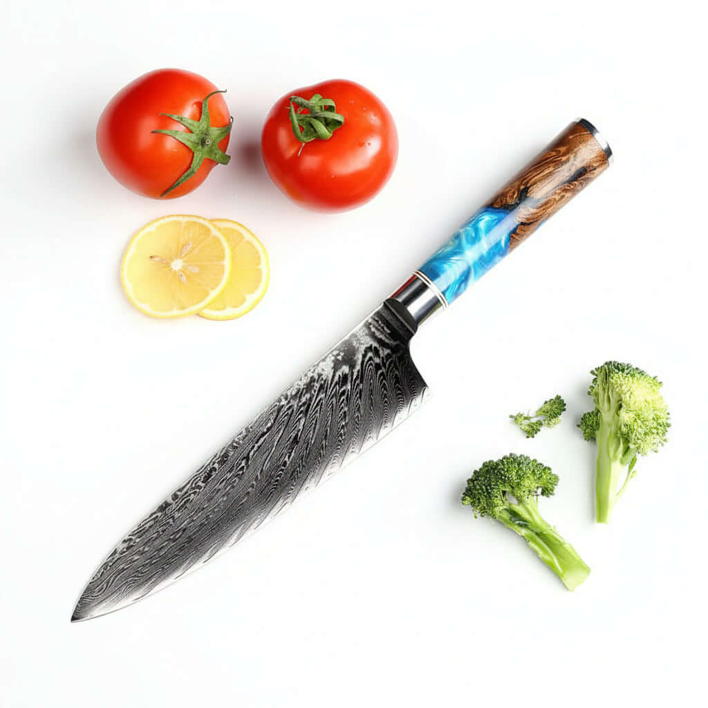 Damascus Steel Pattern Kitchen Knife