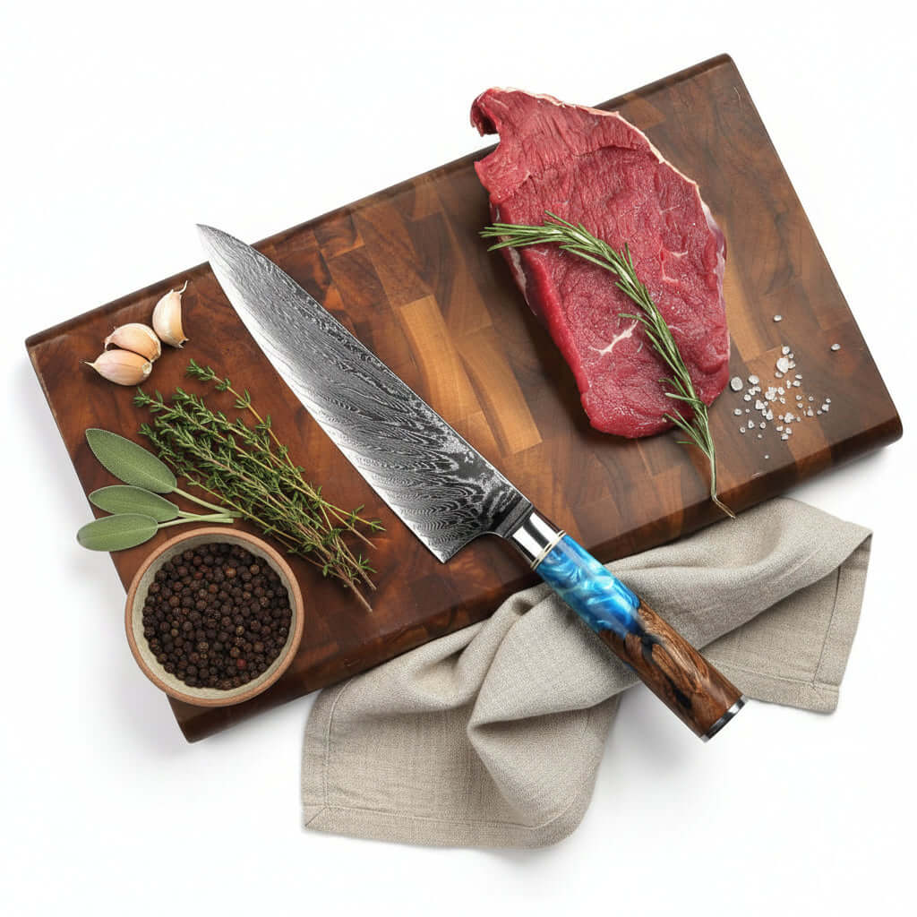 Damascus Steel Pattern Kitchen Knife