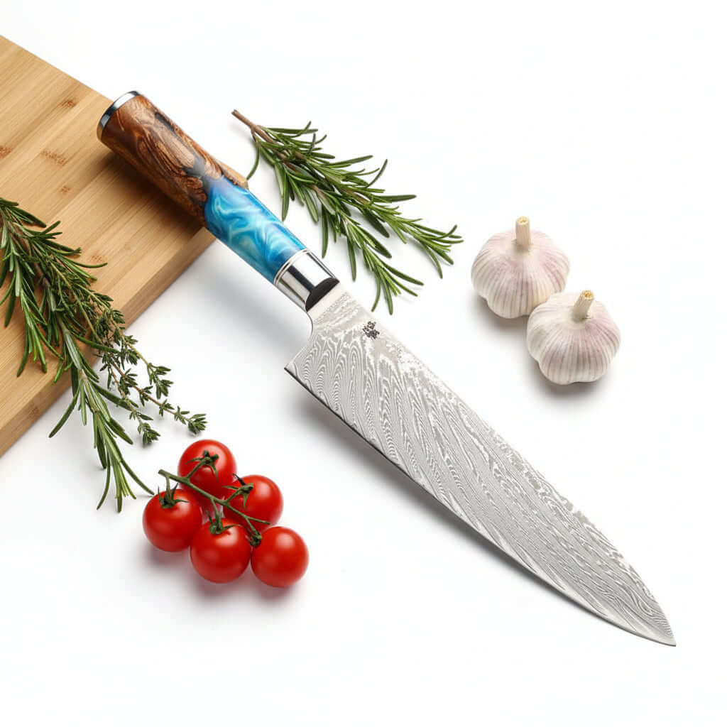 Damascus Steel Pattern Kitchen Knife