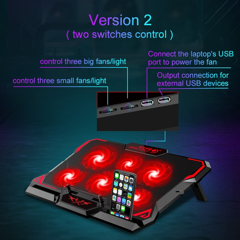 17 Inch Gaming Laptop Cooler with 6 Fans