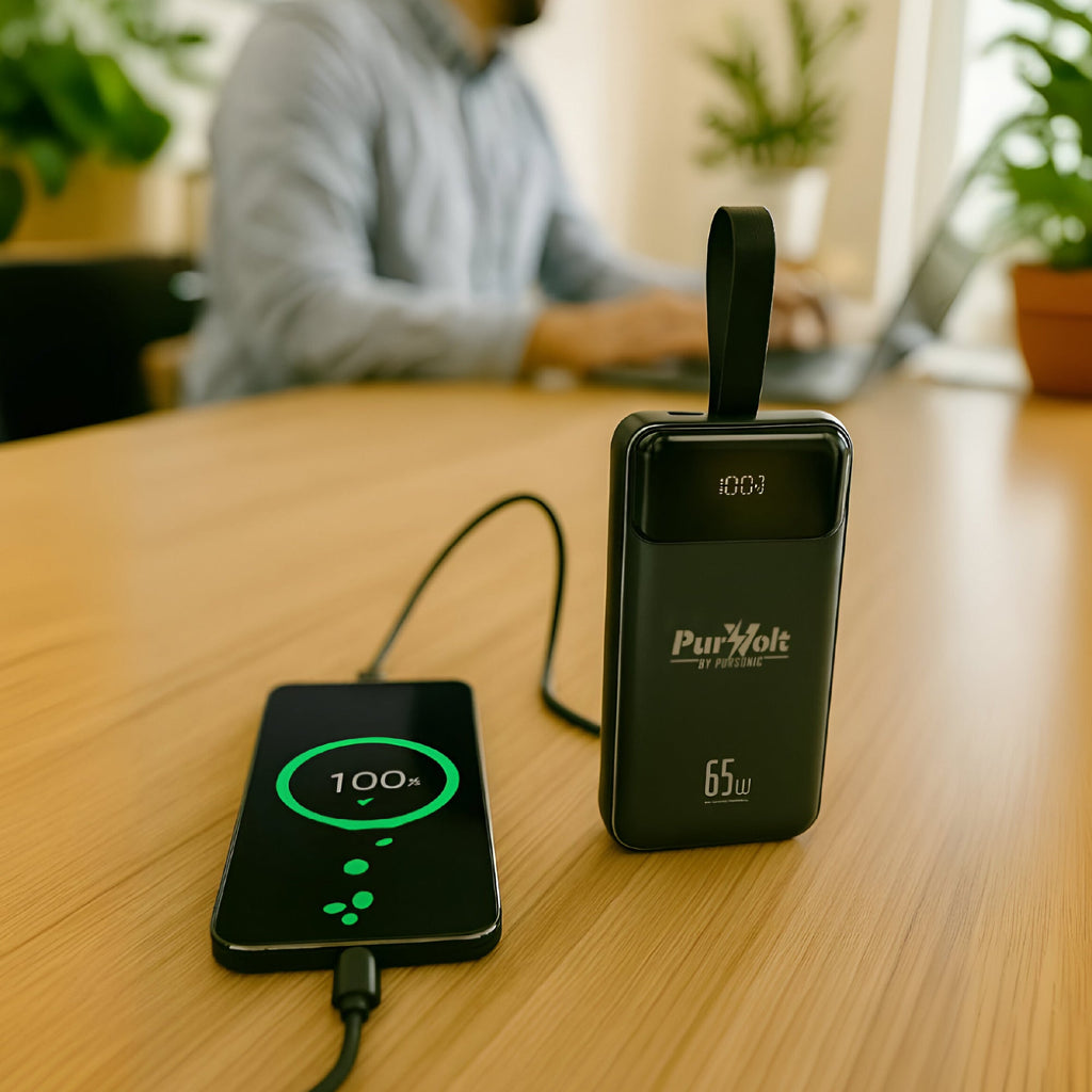 PurVolt 40,000mAh Power Bank – 65W USB-C for Laptops & Phones