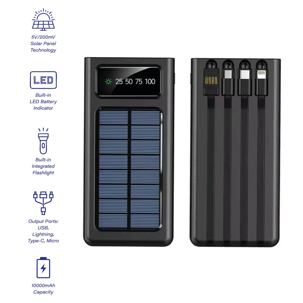 LED Portable Solarsync Solar Power Bank with Flashlight