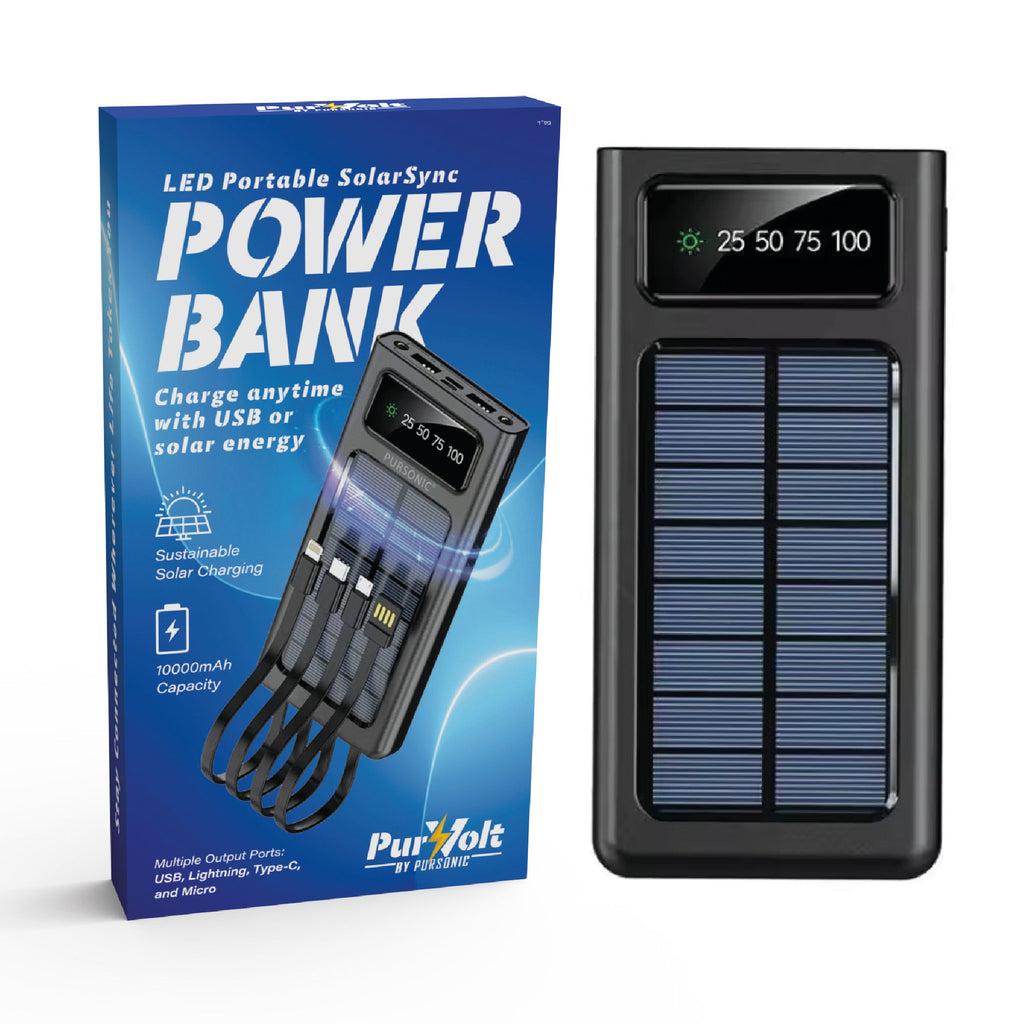 LED Portable Solarsync Solar Power Bank with Flashlight