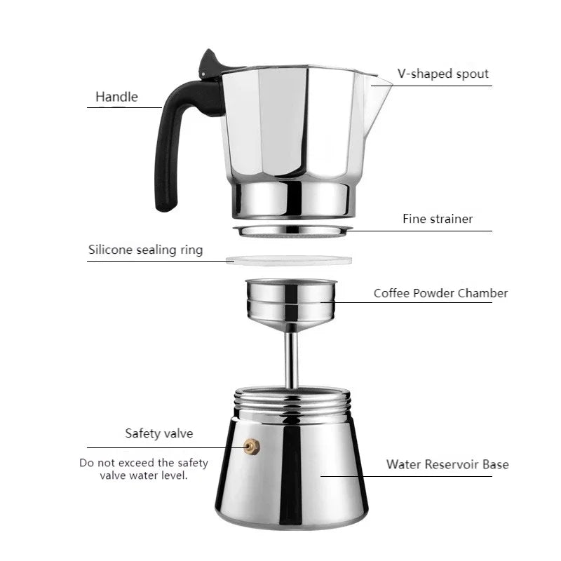 Stainless Steel Octagonal Moka Pot