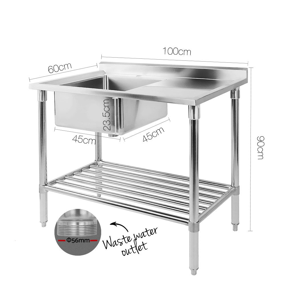 Stainless Steel Double Sink Bench – 100 x 60 cm