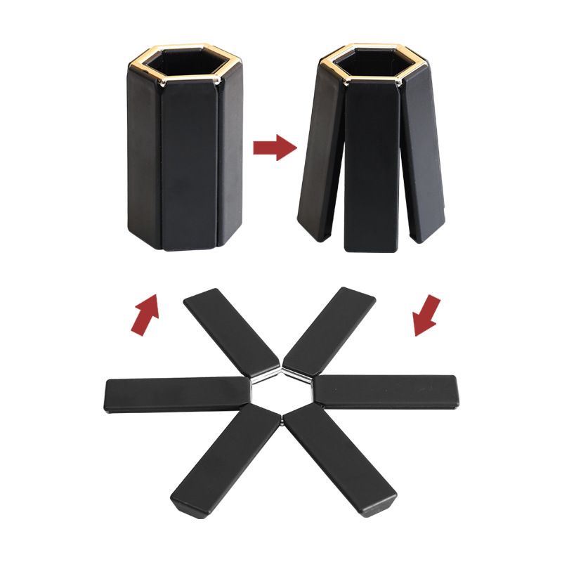 5-Piece Foldable Kitchen Trivet Set, Black