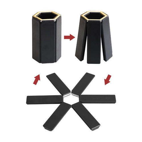 5-Piece Foldable Kitchen Trivet Set, Black