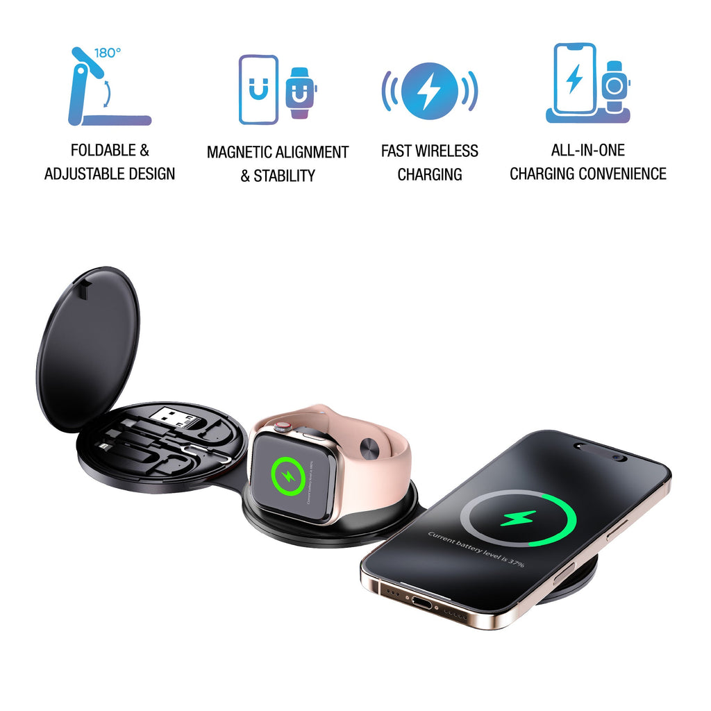 Complete Wireless Charging & Comfort Bundle – Mug Warmer Charger + 5-in-1 Folding Charging Station