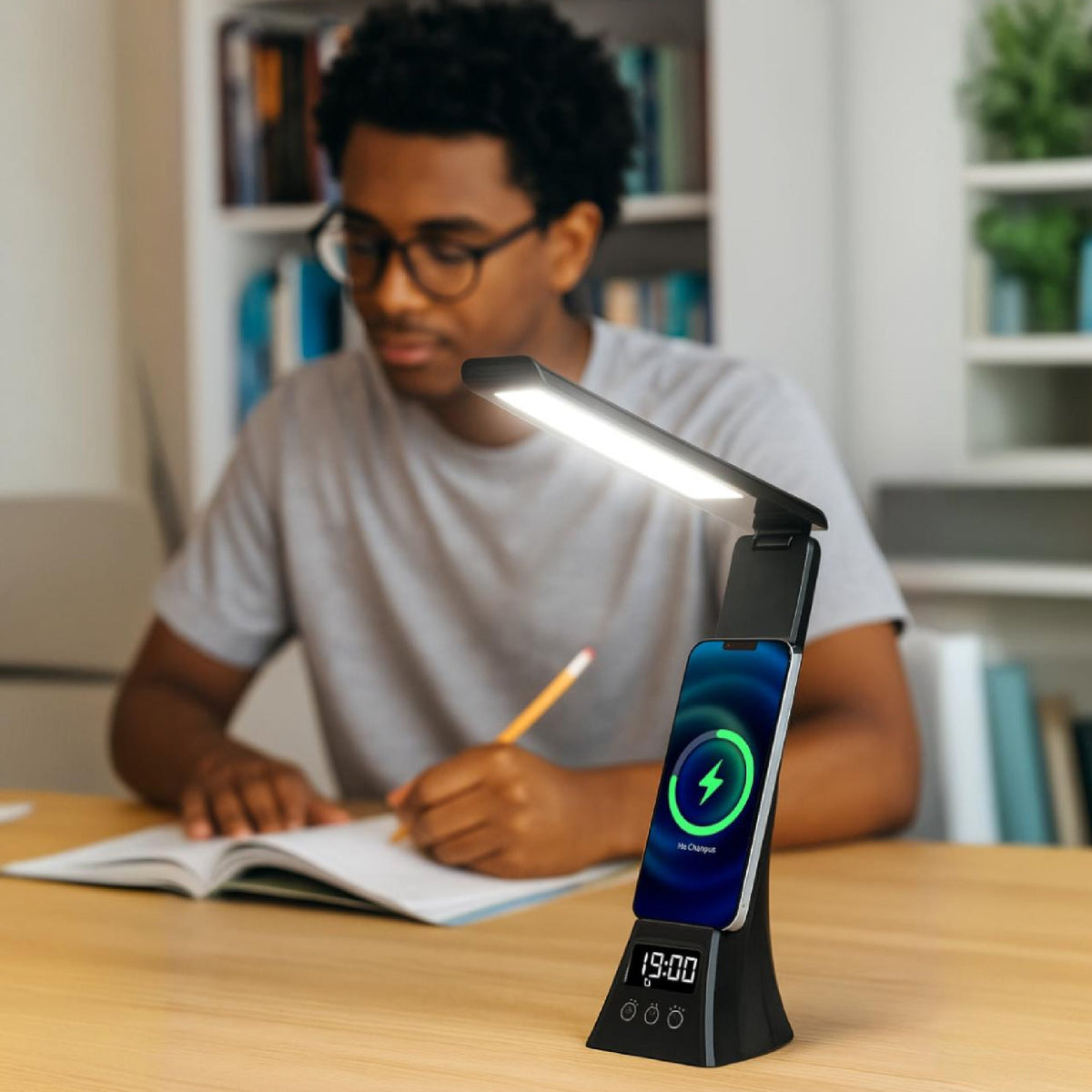 Pursonic 2-in-1 Charging Set – Wireless Charging Alarm Clock Speaker + LED Desk Lamp