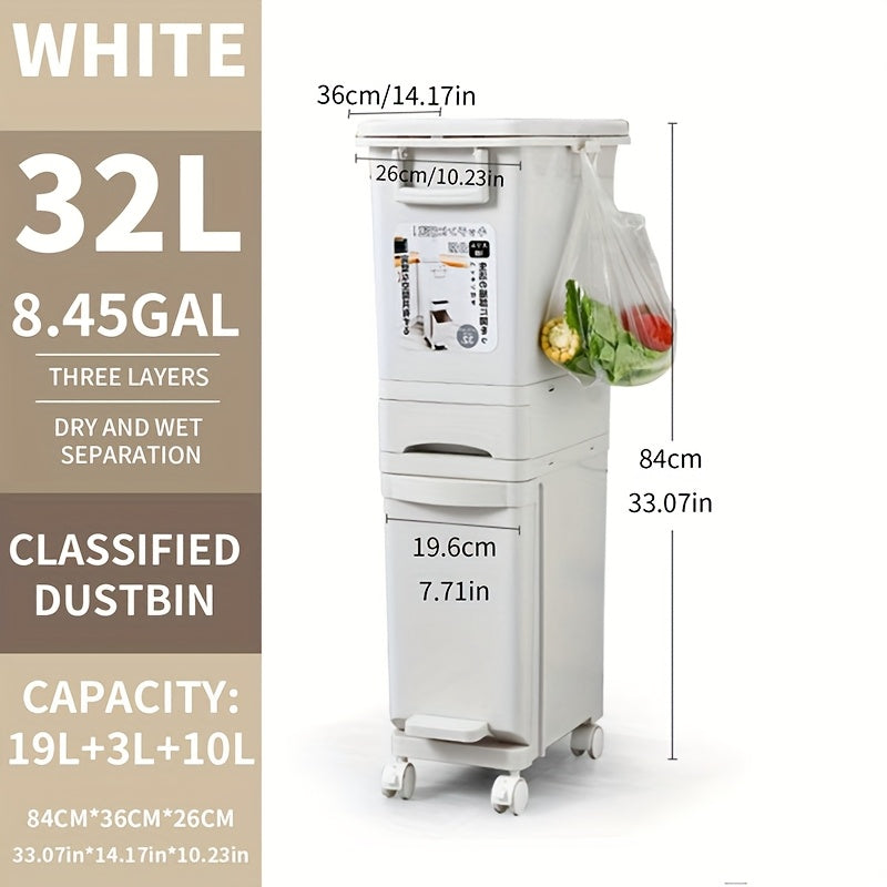NNETM Wheeled Press-Top Kitchen Recycling Bin