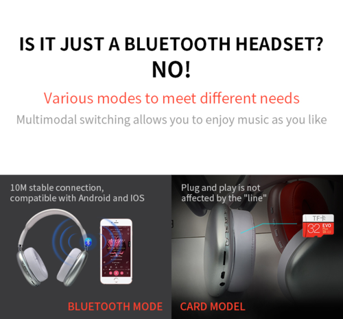 Wireless HiFi Stereo Bluetooth Headphones with FM & TF Card
