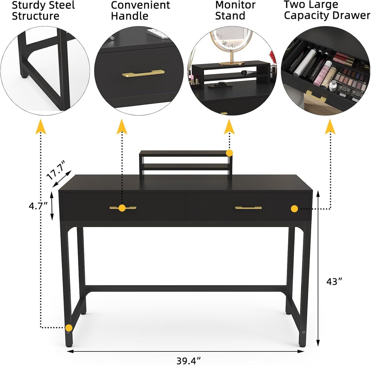 Gaming Computer Desk With Detachable Monitor Stand