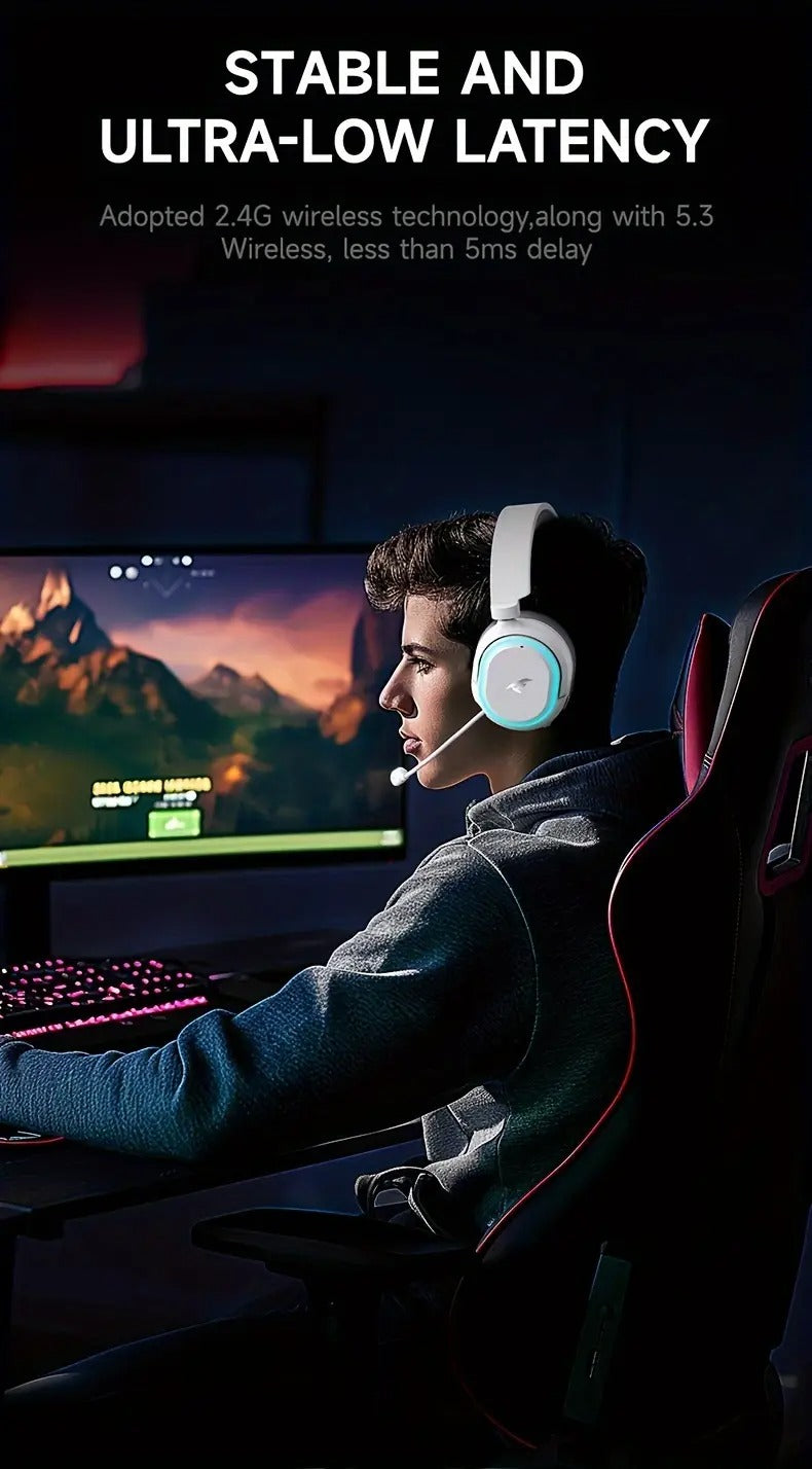 Wireless 7.1 Surround Sound Gaming Headset – White Grey