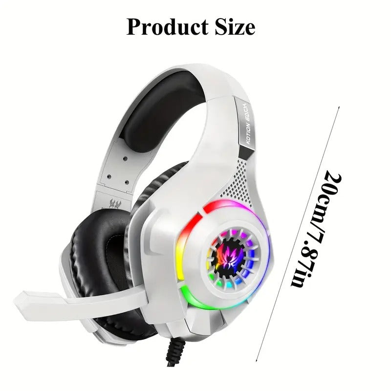 GS410 Gaming Headset with Mic & LED Lights – White