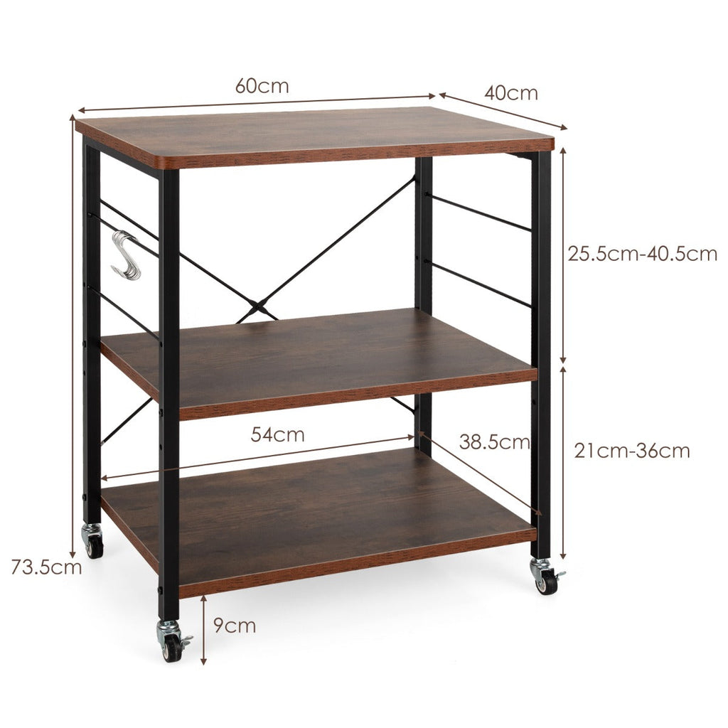 NNECW 3-Tier Rolling Storage Cart