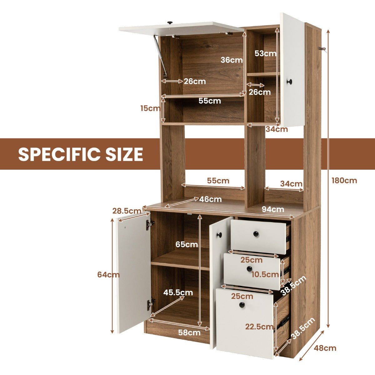 Freestanding Kitchen Pantry Cabinet with Adjustable Shelves