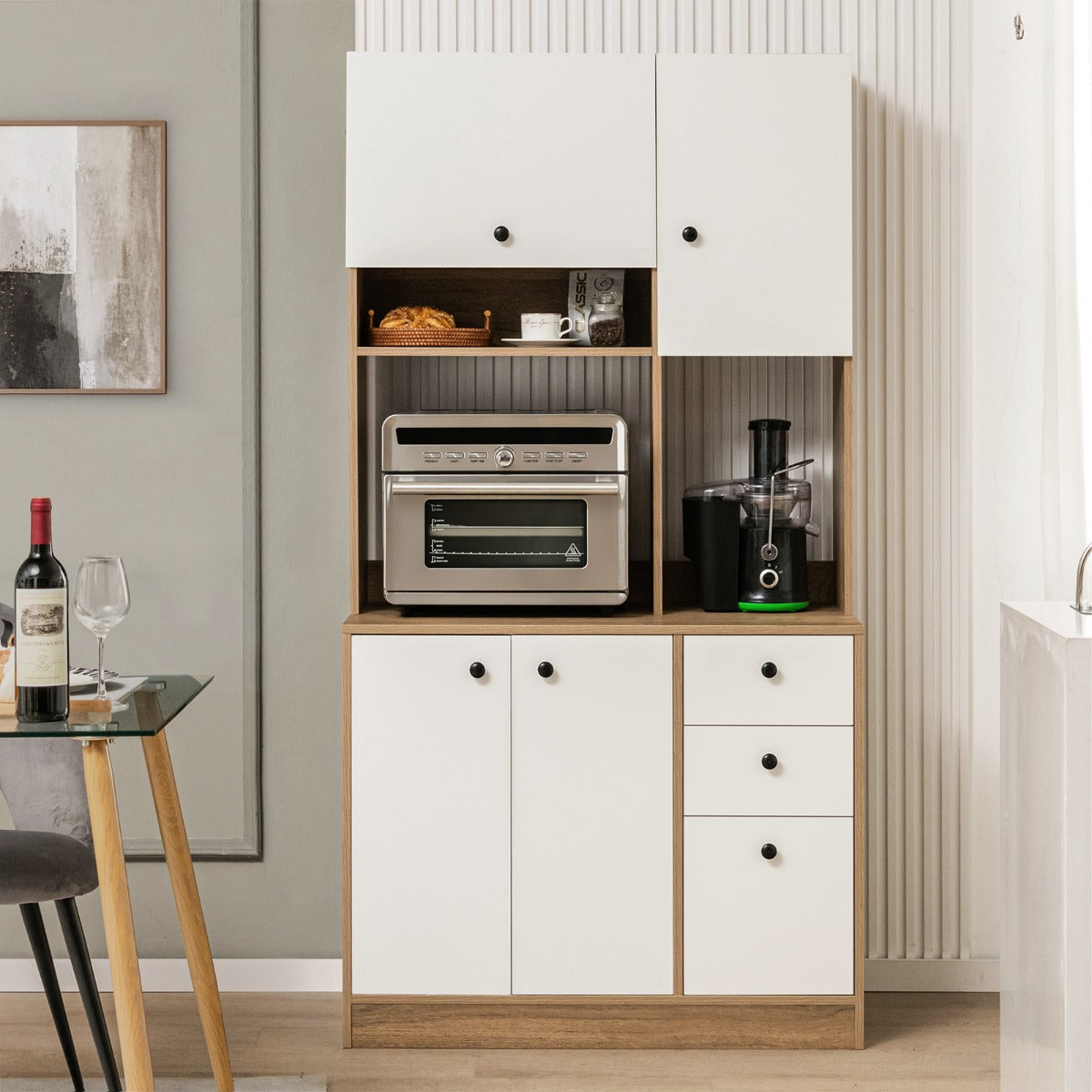 Freestanding Kitchen Pantry Cabinet with Adjustable Shelves