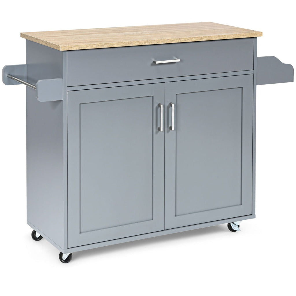 NNECW Kitchen Island Cart with Lockable Casters – Grey