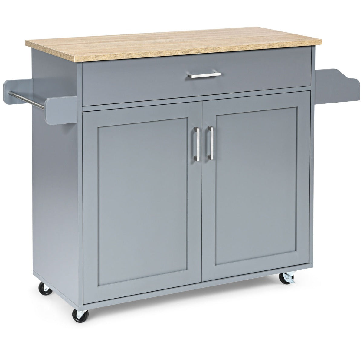 NNECW Kitchen Island Cart with Lockable Casters – Grey
