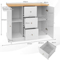 Large Mobile Kitchen Island Cart with Adjustable Shelves – White
