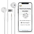 tag8 Wired Earphones with QR Lost & Found Tag – White